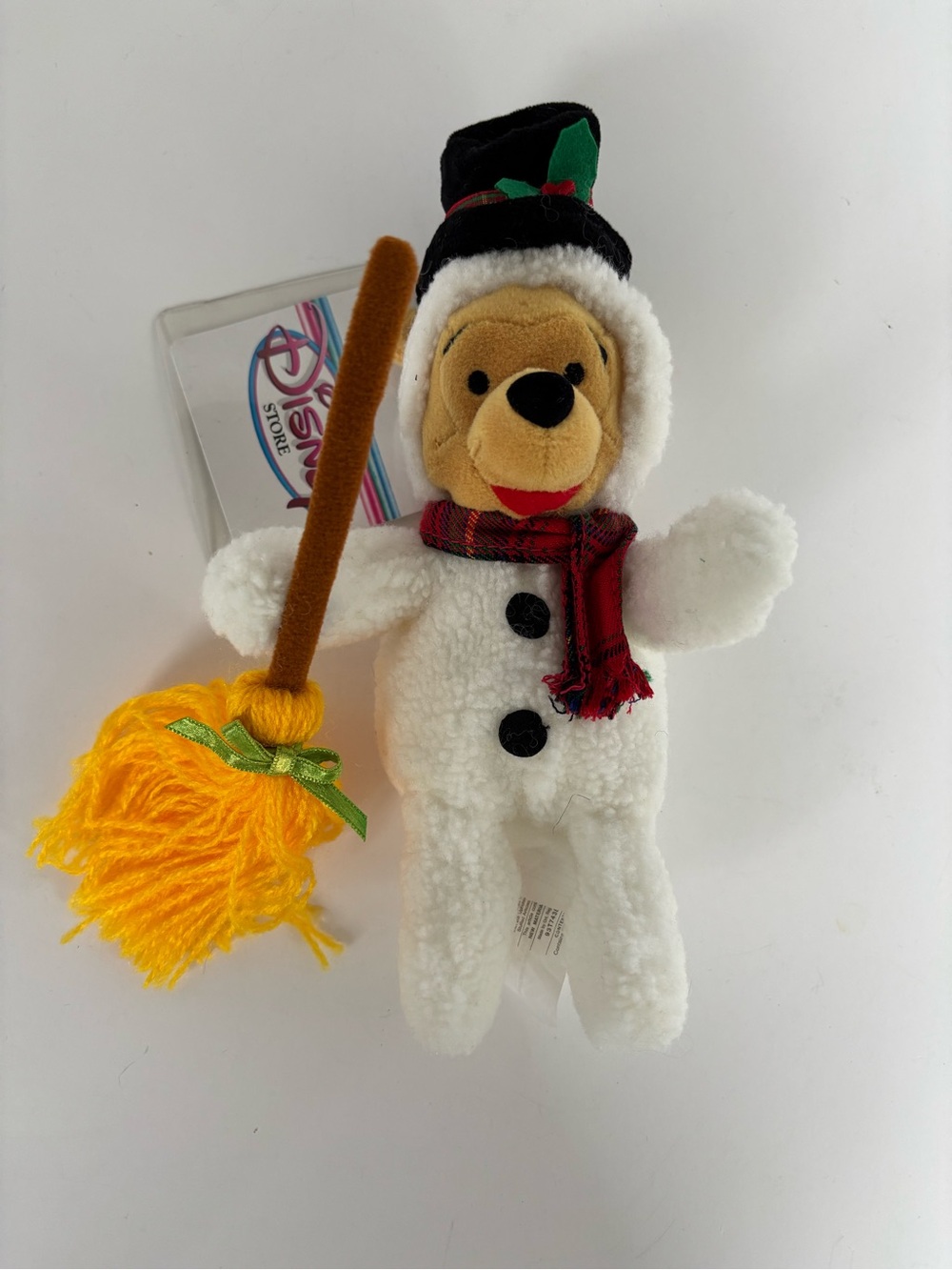 Vintage Disney Store Snowman Winnie the Pooh Bean Bag Plush NWT Holiday